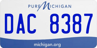 MI license plate DAC8387