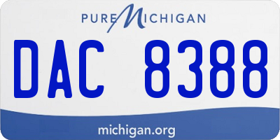 MI license plate DAC8388