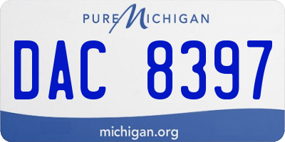 MI license plate DAC8397