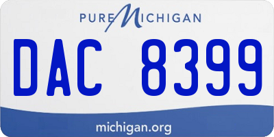 MI license plate DAC8399
