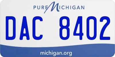 MI license plate DAC8402
