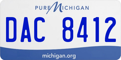 MI license plate DAC8412