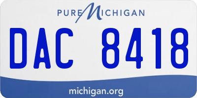 MI license plate DAC8418