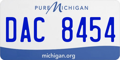 MI license plate DAC8454