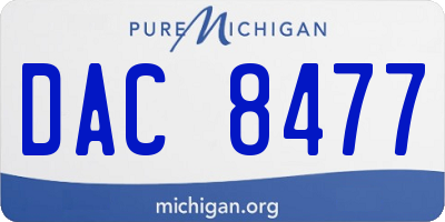 MI license plate DAC8477