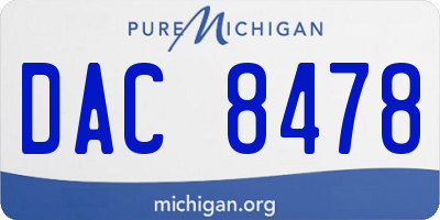 MI license plate DAC8478