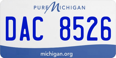 MI license plate DAC8526