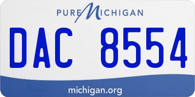 MI license plate DAC8554