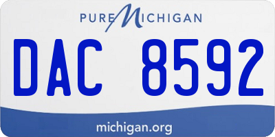 MI license plate DAC8592