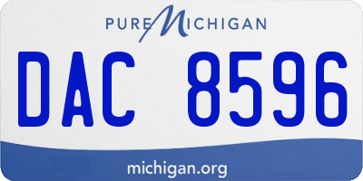 MI license plate DAC8596