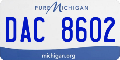 MI license plate DAC8602