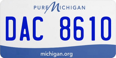 MI license plate DAC8610