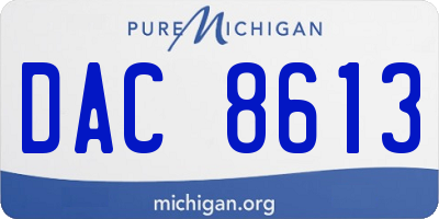 MI license plate DAC8613