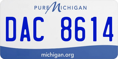 MI license plate DAC8614