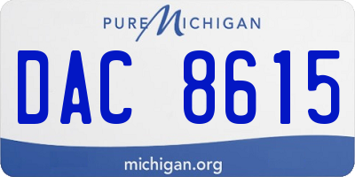 MI license plate DAC8615