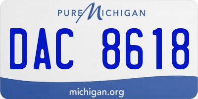 MI license plate DAC8618