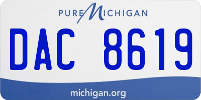 MI license plate DAC8619