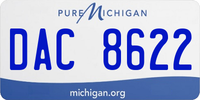 MI license plate DAC8622