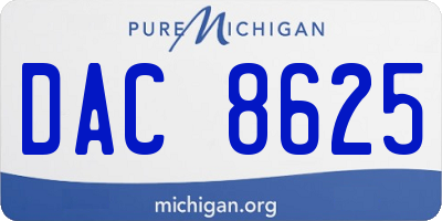 MI license plate DAC8625