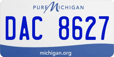 MI license plate DAC8627