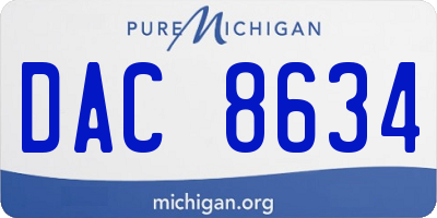 MI license plate DAC8634