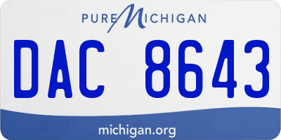 MI license plate DAC8643