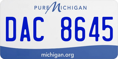 MI license plate DAC8645