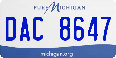 MI license plate DAC8647