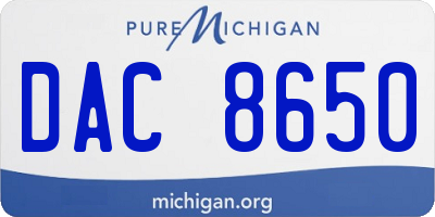 MI license plate DAC8650
