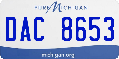 MI license plate DAC8653
