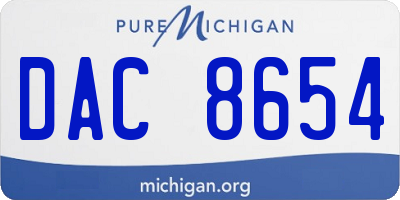 MI license plate DAC8654