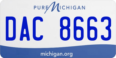 MI license plate DAC8663