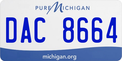 MI license plate DAC8664