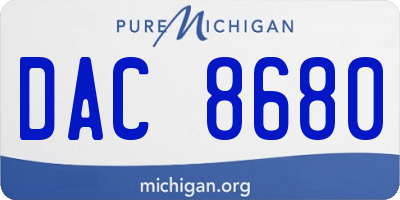 MI license plate DAC8680