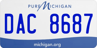 MI license plate DAC8687