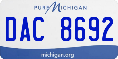 MI license plate DAC8692