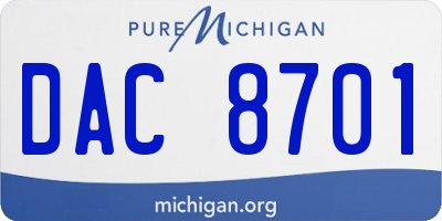 MI license plate DAC8701