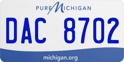 MI license plate DAC8702