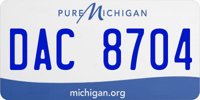 MI license plate DAC8704