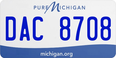 MI license plate DAC8708