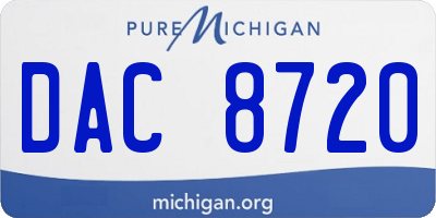 MI license plate DAC8720