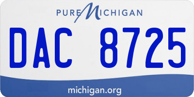 MI license plate DAC8725