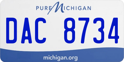 MI license plate DAC8734