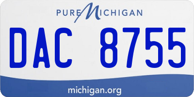 MI license plate DAC8755