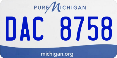 MI license plate DAC8758