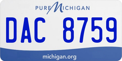 MI license plate DAC8759