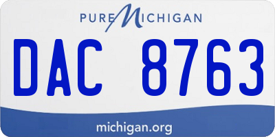 MI license plate DAC8763
