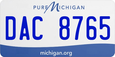 MI license plate DAC8765