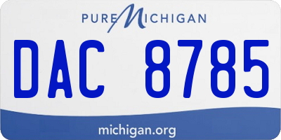 MI license plate DAC8785
