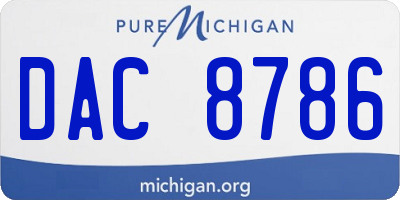 MI license plate DAC8786